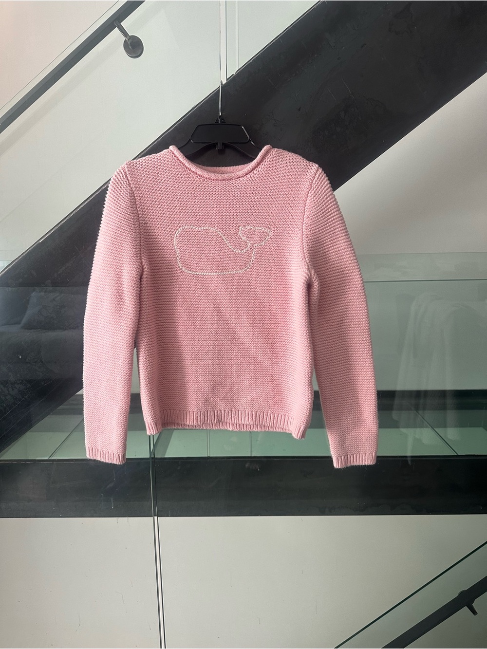 Vineyard Vines Light Pink Crewneck Sweater with Whale Stitch